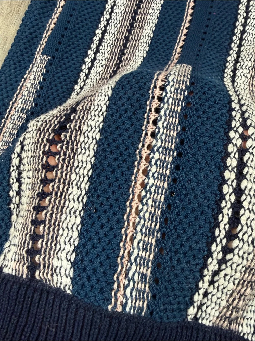 Tory Burch Navy Stripe Knit Sweater
